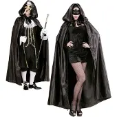 E-Carnavalskleding.nl Zwarte Venetiaanse cape met capuchon-XS/XXL