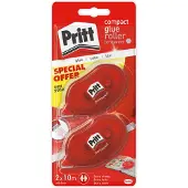 Pritt Lijm Roller Compact | Roller 4.2 x 10 mm | Voordeel Lijmroller Blister 1+1 Gratis | Kantoor & School Lijmroller.