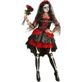 Finidi Excentriek bruid Dia De Los Muertos kostuum
