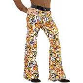 Widmann Hippie Kostuum | Groovy Gandalf 70s Heren Broek, Luchtbellen Man | Large / XL | Carnaval kostuum | Verkleedkleding
