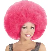 Finidi Pruik afro extra groot roze
