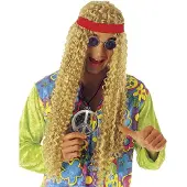 Finidi Carnavalskleding Hippie pruik met hoofdband