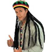Finidi Carnavalsartikelen Rastamuts met extra lange dread-locks
