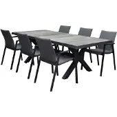 AVH-Collectie Nancy New Delhi dining tuinset 224x103x74,5 cm 7 delig aluminium