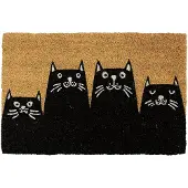 Fisura deurmat Cats 70 x 40 cm kokosvezel/PVC naturel/zwart