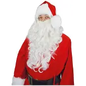 Witbaard Kerstman baard en pruik lang easy (rood en wit)
