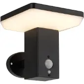 LumenXL Moderne solar buitenwandlamp zwart met sensor - Aila