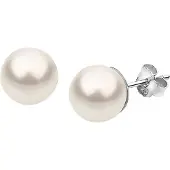 Nenalina - Nenalina Oorbellen Zilveren Dames Parelknopjes met witte synthetische parel