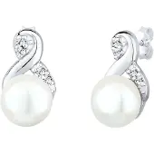 Elli Oorbellen 'Infinity' zilver / parelwit