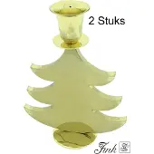 Fink Vergulde Kerstboom Kandelaar 15 cm - 2 Stuks