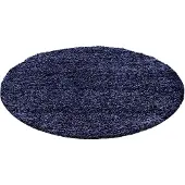 Muratap Basic shaggy vloerkleed donker blauw hoogpolig- 160 cm rond