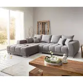 DELIFE Hoekbank Josea 300x220 cm microvezel steengrijs Recamiere links