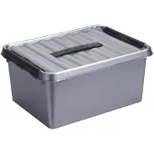 Sunware Q-line opbergbox - 15 l - zwart/grijs