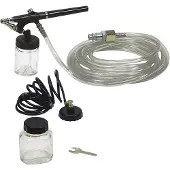 Stanley Airbrush Set 150119XSTN - Aansluiten op Compressor - 15l/min - 3Bar - Airbrush Pistool met Slang, Spiraalslang, Verf Reservoirs - Zwart