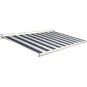 Domasol Knikarmscherm F10 Motor Schakelaar Ral7016 Blauw Creme Doek D519 500x250cm