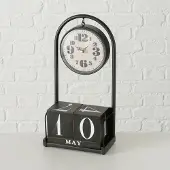 Boltze klok - Blok - kalender - Zwart - Metaal - 35x19x9cm