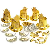 Finidi Happy New Year: "gold Happy New Year" party kit voor 10 personen