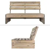 Pure Garden & Living Palletbank 2-Zits Greywash - 120 x 93,5 x 76,5