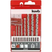 Kwb 39800 Veredeld staal Steen-spiraalboorset 8-delig 3 mm, 4 mm, 5 mm, 6 mm, 7 mm, 8 mm, 9 mm, 10 mm Cilinderschacht 8 stuk(s)