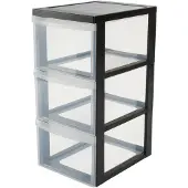 Iris Ladesysteem met 3 Transparante Lades en Wielen - 3 x 15 Liter – Zwart Frame