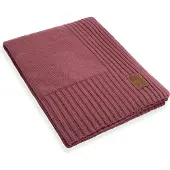 Knit Factory Uni Gebreid Plaid - Woondeken - plaid - Wollen deken - Kleed - Stone Red - 160x130 cm