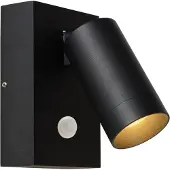 Lucide TAYLOR - Wandspot / Wandlamp Binnen/Buiten - 1xGU10 - IP54 - Bewegingssensor - Zwart