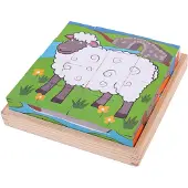 Bigjigs Houten Blokpuzzel Boerderijdieren Afmeting artikel: 18 x 18 x 4 cm