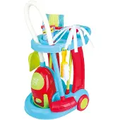 Playgo Schoonmaaktrolley - Kuiskarretje met stofzuiger - 7-delig speelgoedset