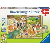 Ravensburger Vrolijk boerderijleven - Kinderpuzzel 2 x 24 stukjes - Vanaf 4+