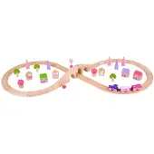 Bigjigs Houten Treinset Roze 40-delig