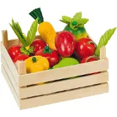 Goki Speelgoedkeuken - Fruit En Groenten In Kistje - 14,1X10,1X7,3Cm - Hout - 3 Jaar