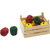 Goki Speelgoedkeuken - Groentenkistje Met Paprikas - 14,1X10,1X7,3Cm - 10 Delen - Hout