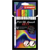 Stabilo Pen 68 - Premium Brush Viltstift - Met Flexibele Penseelpunt - ARTY Etui Met 12 Verschillende Kleuren