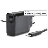 Mobilize Wall Charger USB + Apple MFi Lightning 24W 1m. Black