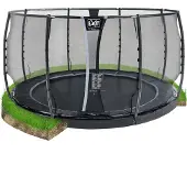 Exit Dynamic groundlevel trampoline ø427cm met veiligheidsnet - zwart