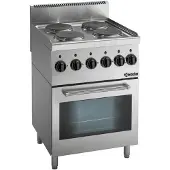 Bartscher Fornuis elektrisch Bartscher, 4 pits met elektrische oven, 60(b)x90(h)x60(d)cm, 400V/10,2kW, multifunctioneel