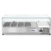 Hendi Opzetkoelvitrine GN 1/3, RVS, 39,5(b)x120,5(d)x43(h)cm, 4x GN 1/3, 232965