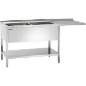 Bartscher Spoeltafel 700, 2 spoelbakken Rechts, 180(B)x70(D)x85(H)cm