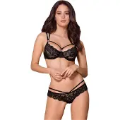 Obsessive 2-Delige Kanten BH Set – Erotische Lingerieset – Maat L/XL – Zwart