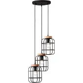 Brilliant 99255/66 Gwen Pendel Antiek Hout/Zwart Korund - 3 x E27