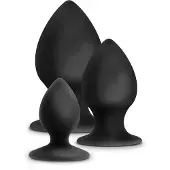 Anal Adventures Platinum Stout - anaal plug set - 3 stuks - zwart