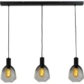 Masterlight 3-lichts hanglamp - zwart - Porto met Nicolette green glazen