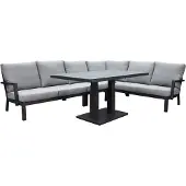AVH-Collectie New York hoek dining loungeset 5 delig verstelbare tafel 140x85 cm antraciet aluminium