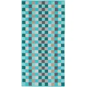 Cawö Handdoek Cawö Unique Karo Turquoise (3-delig)