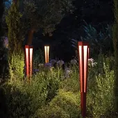 LES JARDINS LED zon-energiefakkel Tinka + sensor, 120cm, grijs Tinka, dimbaar, alu / grijs / zink, Aluminium, Solar buitenverlichting
