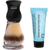 Men-Ü Barbier scheerkwast synthetisch haar + scheercrème 15ml