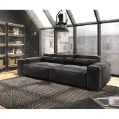 DELIFE Big-sofa Sirpio XL 270x130 cm microvezel zwart met kruk