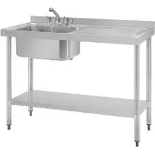 Vogue Spoeltafel Enkele Spoelbak Afdruiprek Rechts - DY820 - Horeca & Professioneel