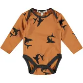 Wildfish romper met all over print oranjebruin/zwart Jongens/Meisjes Katoen Ronde hals - maat 62