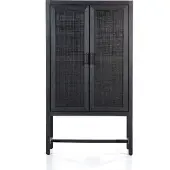 Eleonora Opbergkast 'Vic' Zwart mangohout en webbing, 160 x 90cm